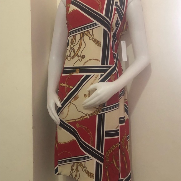 Sleeveless smart multi color patterned dress. - Picture 5 of 8